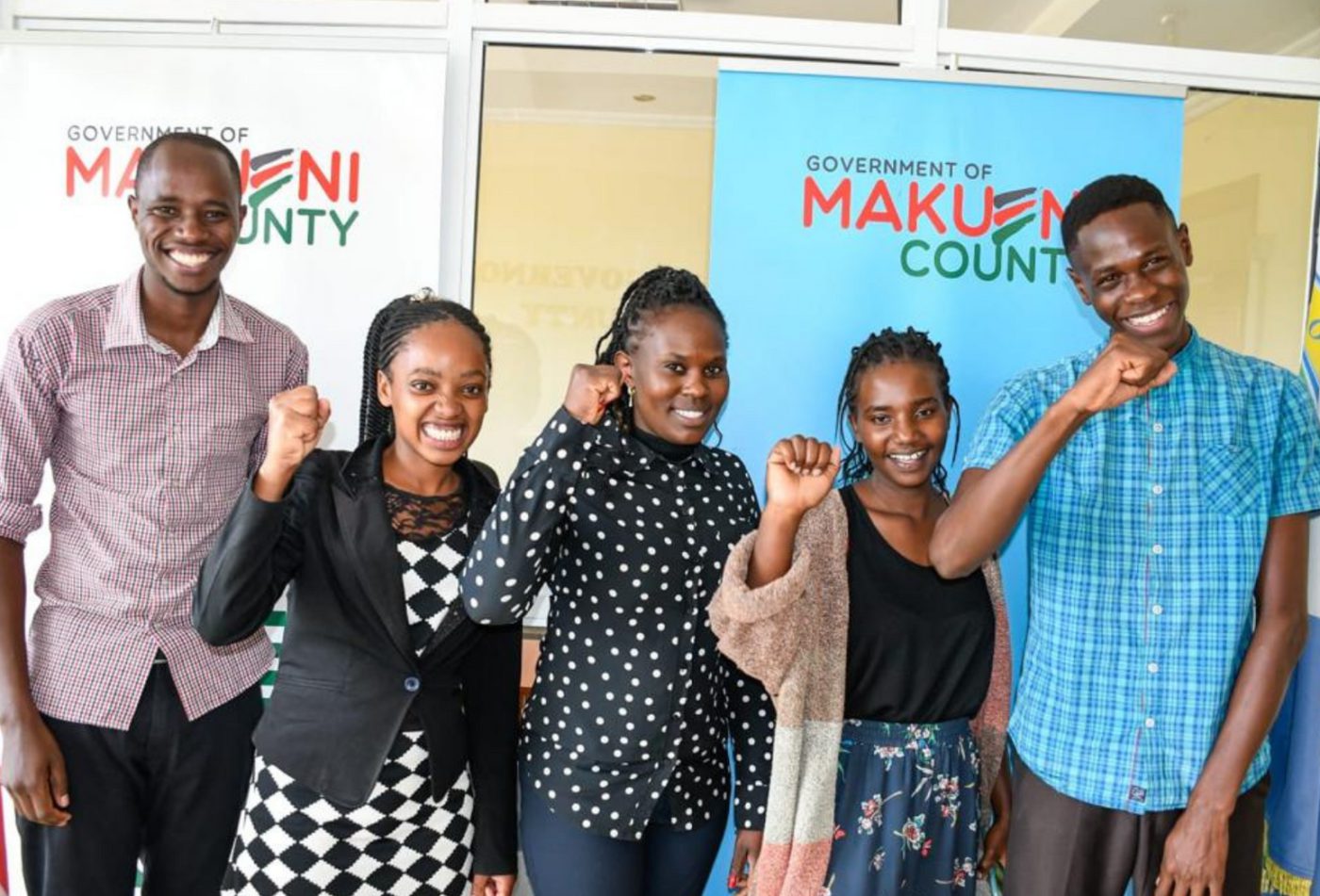 Young professionals at the Makueni County offices